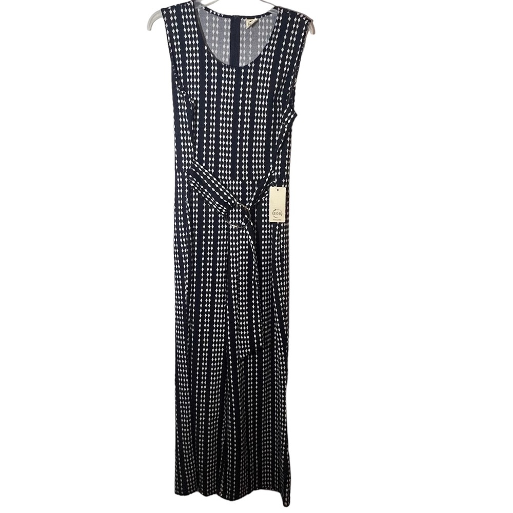 Navy Jumpsuit Wide leg belted Boho Sleeveless Size XL